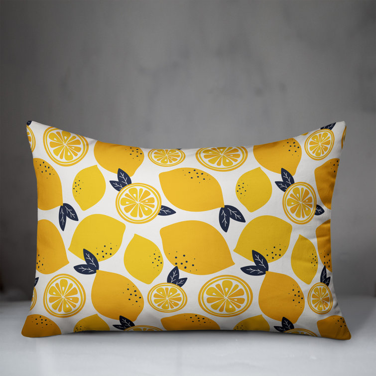 Wrought Studio Mccorkle Lemon Print Indoor/Outdoor Lumbar Pillow